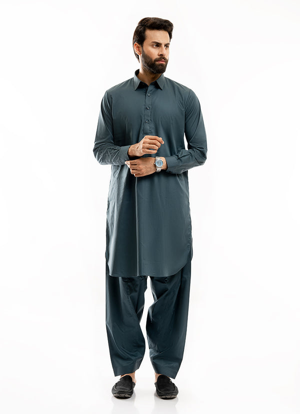 Plain-Bottle Green, Hi-End Egyptian Cotton Shalwar Kameez