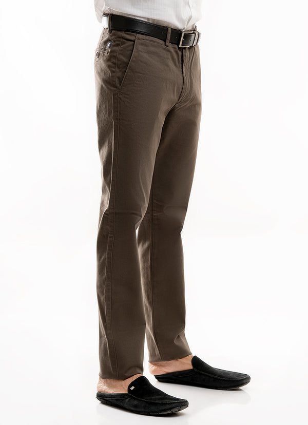 Olive Plain Cotton Stretch Chino Trouser