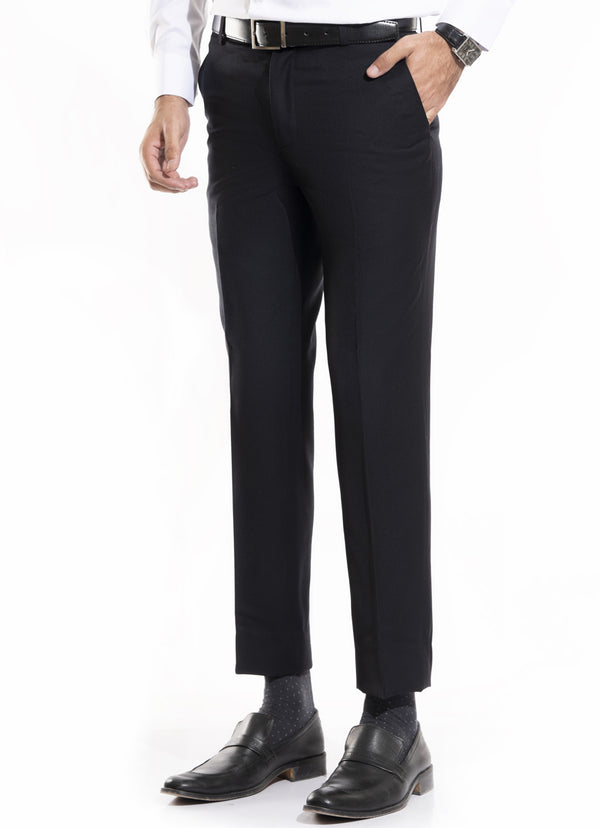 Birds Eye Textured Black, Pure Wool, Formal Trouser