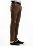 Plain-Chocolate, Lycra Cotton, Chino Stretch, Casual Trouser