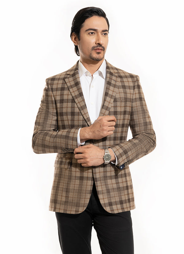 Brown Checks Worsted Tweed Classic Blazer