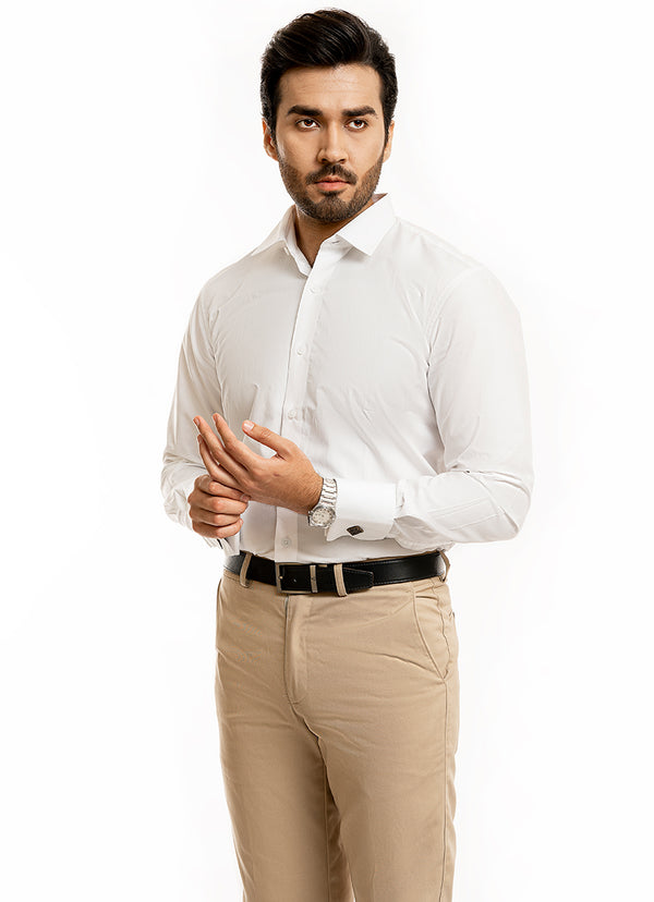 Plain White, Supernova Gold, Cotton Formal Shirt