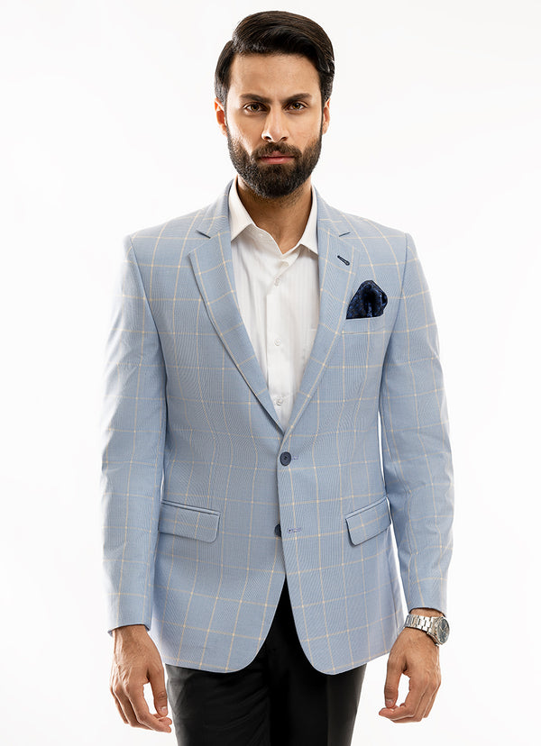 Blue Broad Checks Hi-end Delta Poly Viscose Classic Blazer