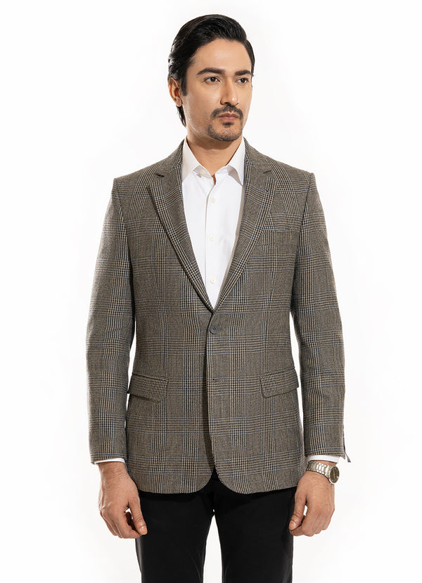 Grey Checks Worsted Tweed Wool Rich Classic Blazer