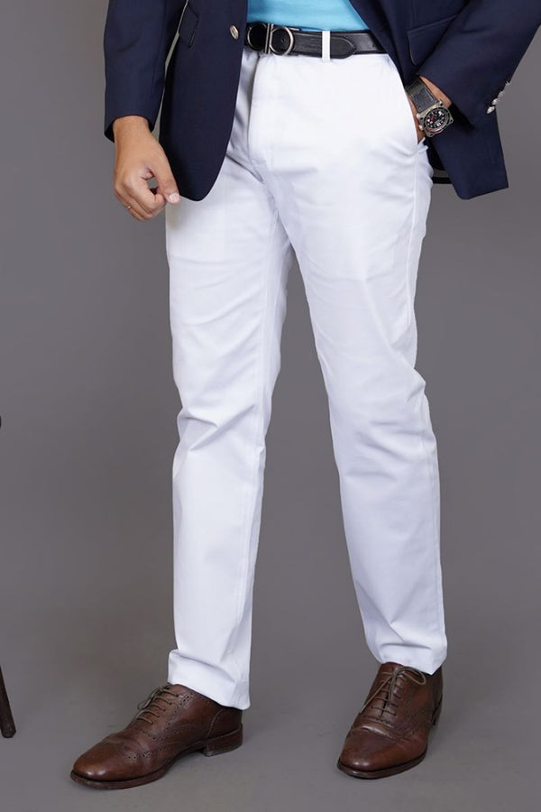 White Plain Classic Cotton Straight Fit Pant