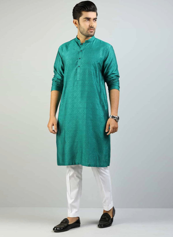 Kurta - Jamawar Green Mini Floral Design