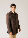 Windowpane Checks, Chocolate Brown, Wool Rich, Worsted Tweed Double Jacket