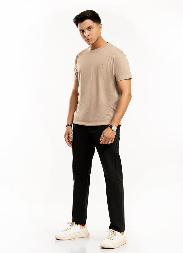 Plain-Khaki, 100% Cotton Basic Tee