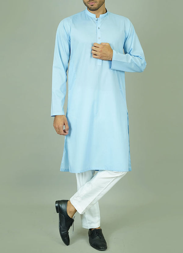 Sky blue cotton kurta - Fresh summer color for men's ethnic fashion