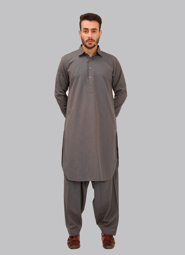 Shalwar Kameez - Kashghar Graphite Grey Textured