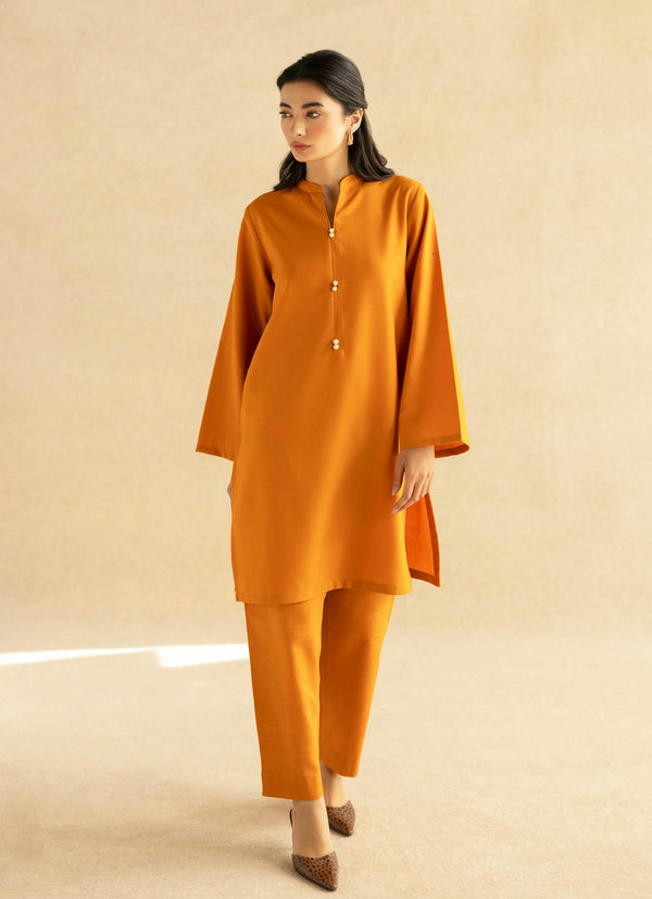 Orange Plain Lyla Wemens Shalwar Kameez Fabric