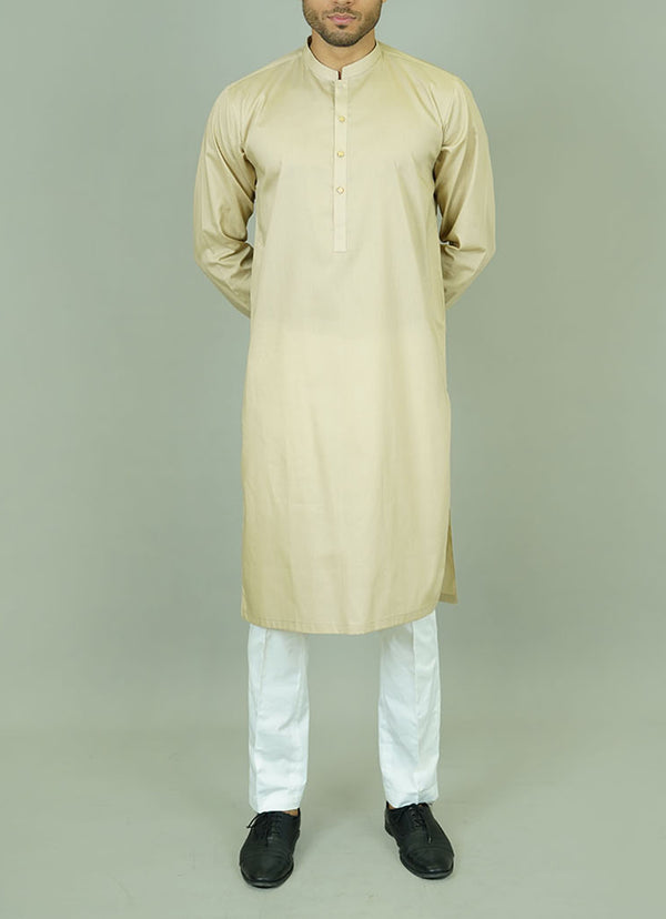 Light brown cotton kurta - Earthy tone for men's summer ethnic fashion