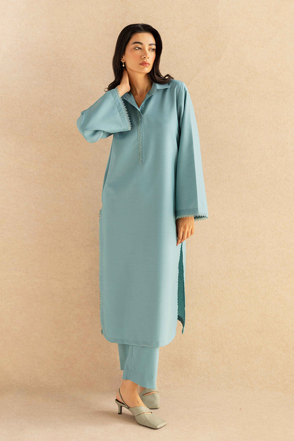 Blue Plain Lyla Wool Blend Women's Fabric