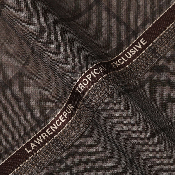 Windowpane Checks-Cedar Brown, Wool Blend, Tropical Exclusive Suiting Fabric