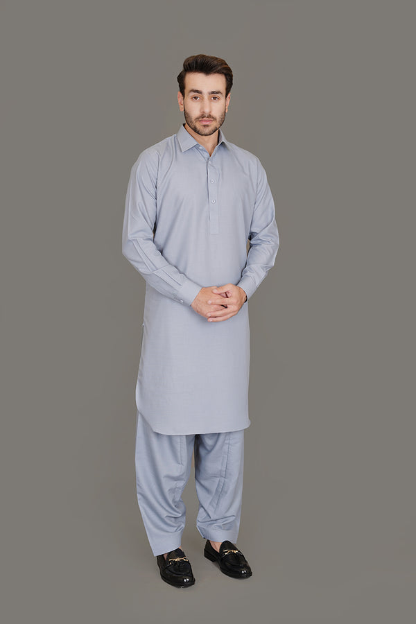 Delta Greyish Blue Textured, Wash N Wear Shalwar Kameez