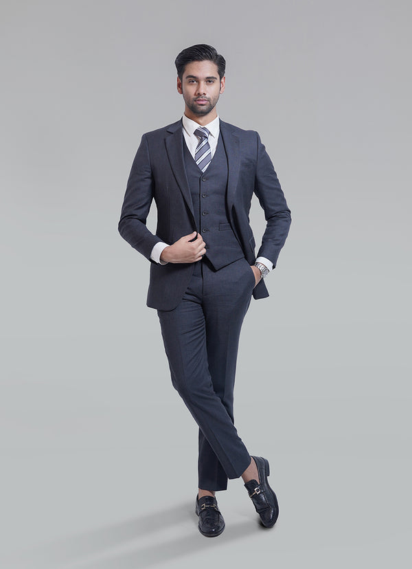 Tropical Exclusive Grey Plain 3-Piece Suit