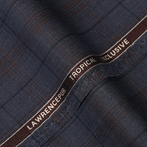 Big Checks-Dark Blue, Wool Blend, Tropical Exclusive Suiting Fabric