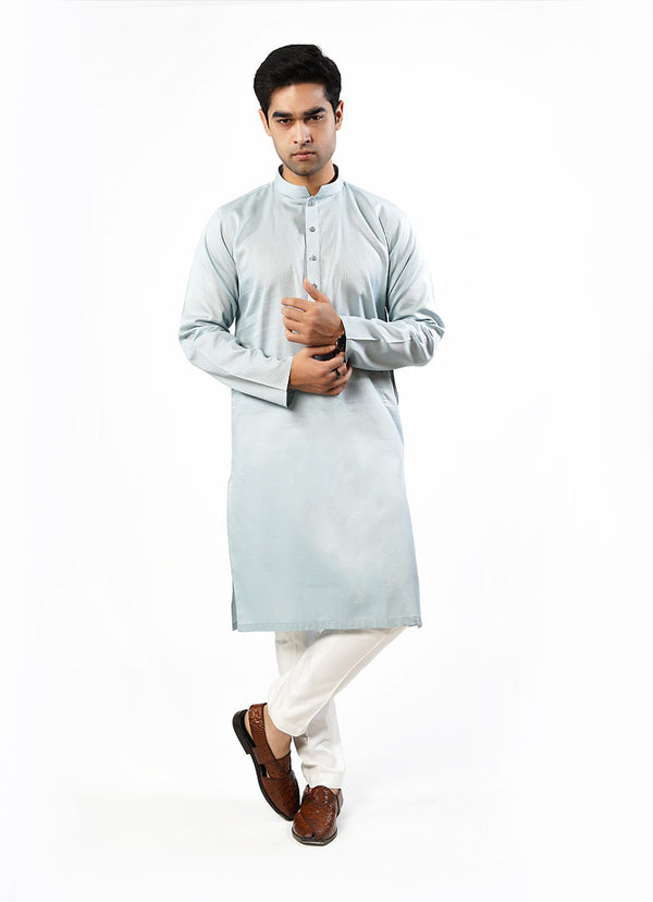 Light Grey Dotted Dobby Design Phantom Cotton Kurta