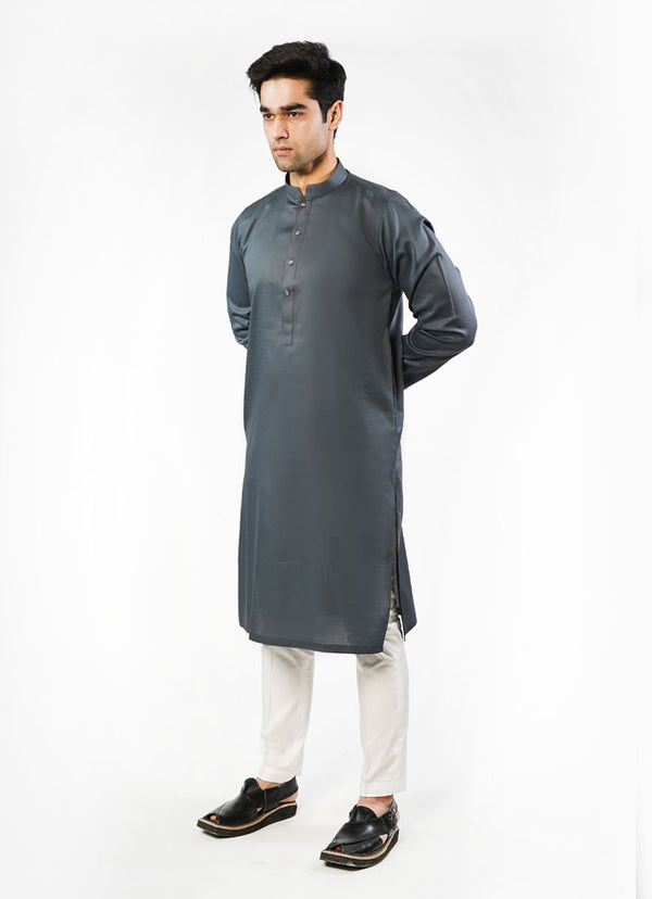 Grey Dotted Dobby Design Phantom Cotton Kurta