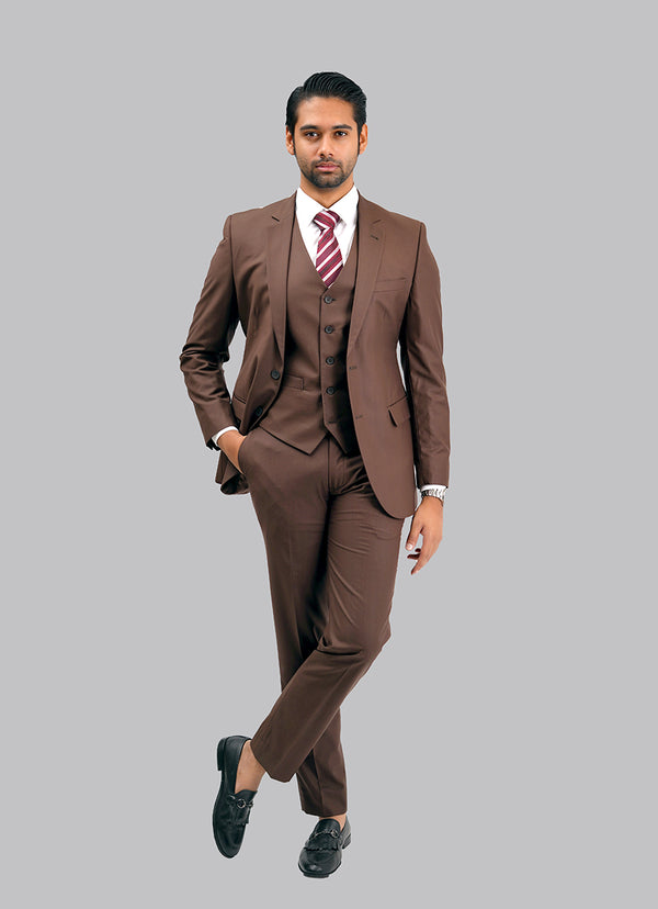 Chocolate Brown Plain 3-Piece Suit