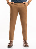 Plain-Brown, Lycra Cotton, Chino Stretch, Casual Trouser
