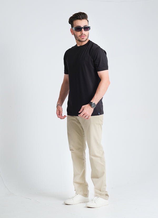 Black Plain 100% Cotton Basic Tee