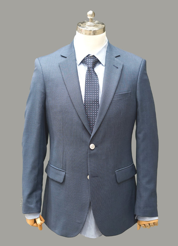 Tropical Blue Bird Eye Blazer (SKU: 2210-03112-030-1-018) - Textured classic