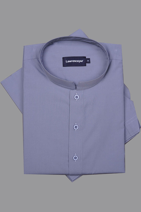Men's grey plain shalwar kameez in poly viscose-2260-22107-020-0-001