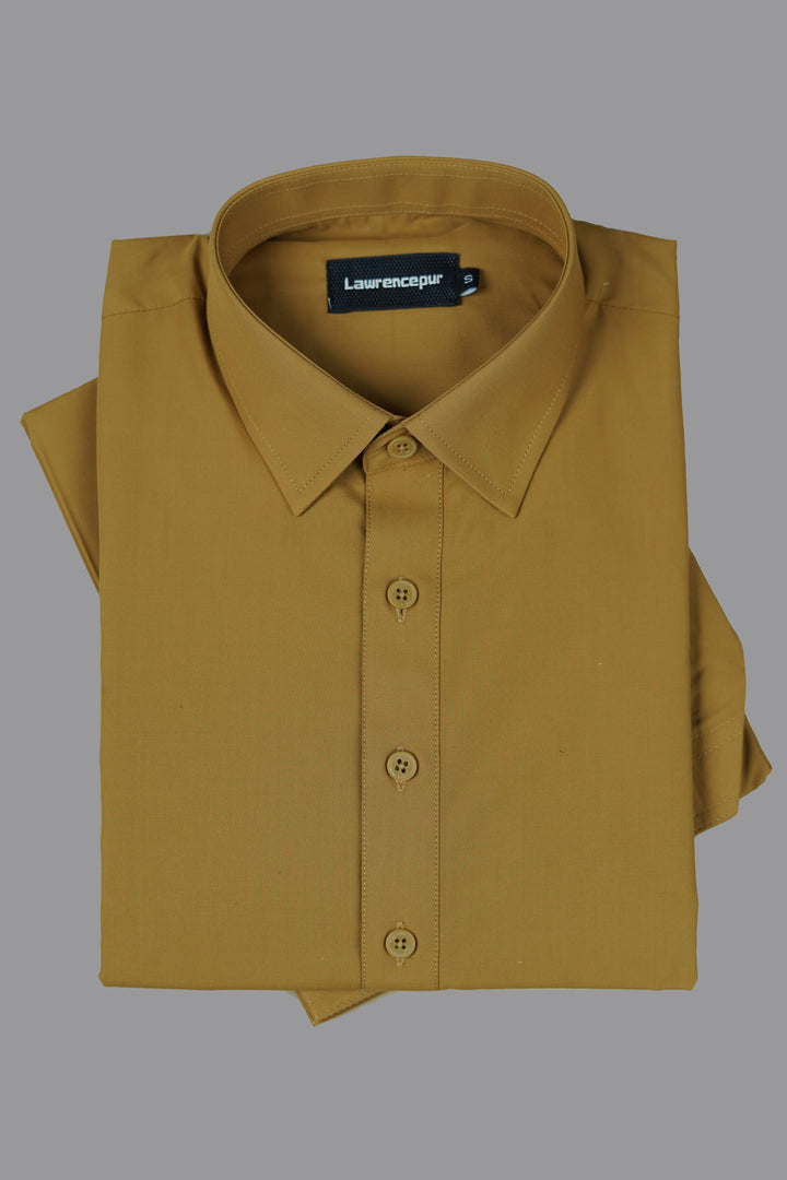 Front view of camel brown Satpara Shalwar Kameez in poly viscose
