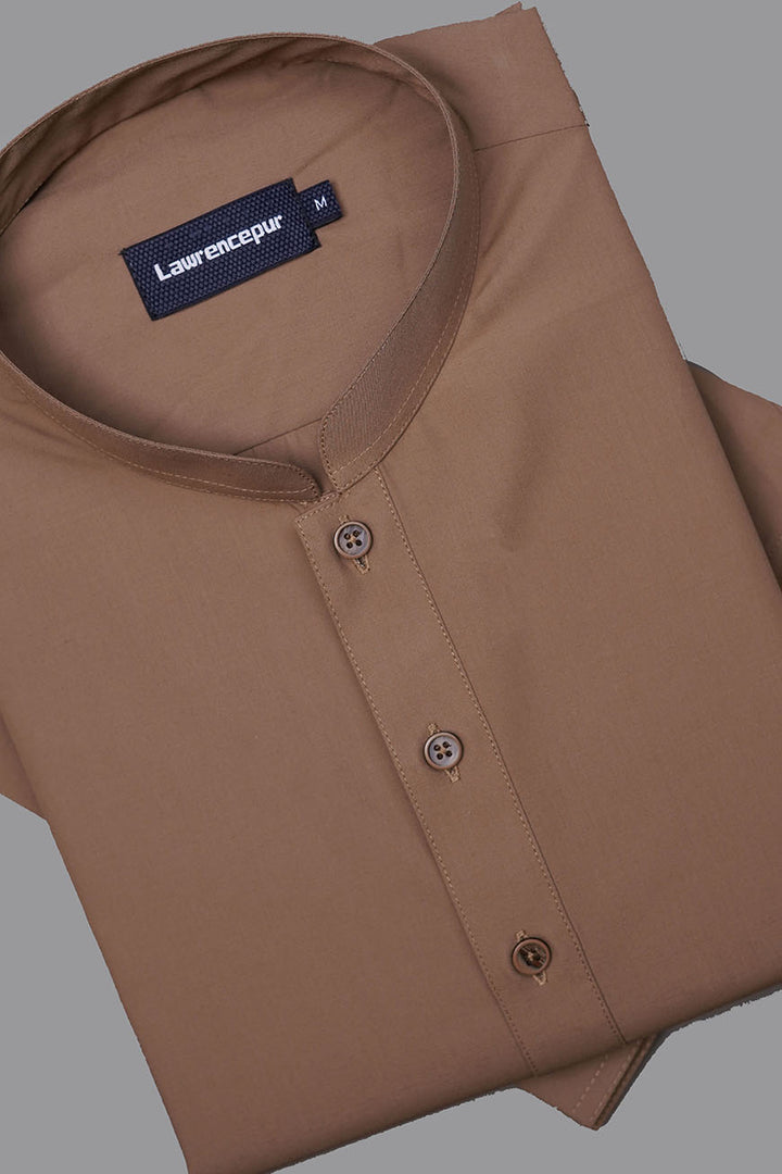 Men's light brown shalwar kameez in poly viscose  front view