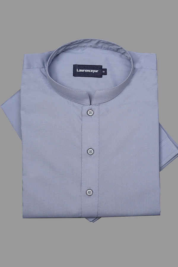 Men's medium grey Summer Joy shalwar kameez in plain poly-viscose – front view-2260-22111-020-0-001