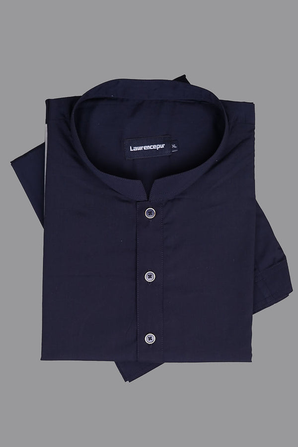 Men's navy blue Summer Joy shalwar kameez in plain poly-viscose – front view-2260-22111-030-0-001