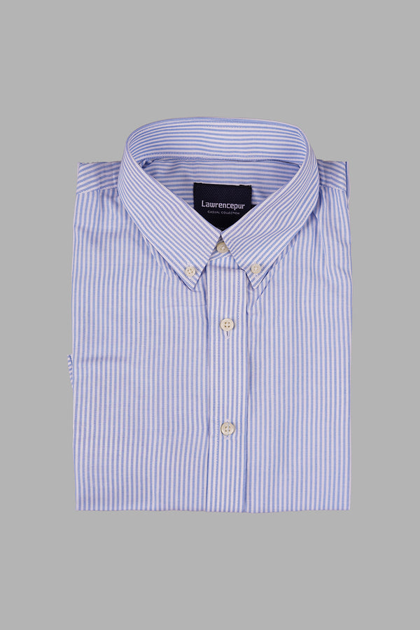 Velvet Ocean Blue Striped Casual Shirt by Lawrencepur