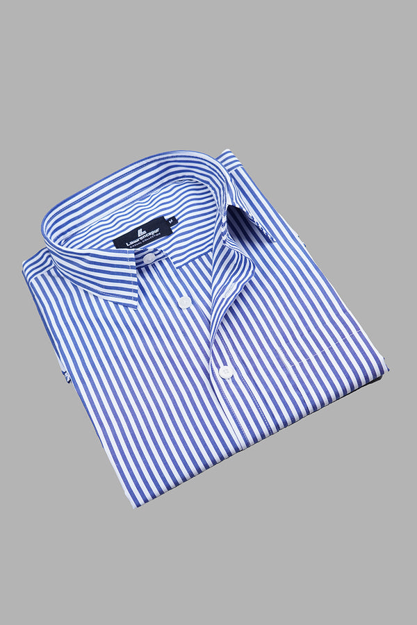 Close-Up of Navy Blue Stripes – Premium Cotton
