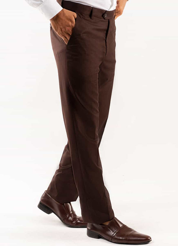 Brown Plain Hi-end Delta Suiting Formal Trouser