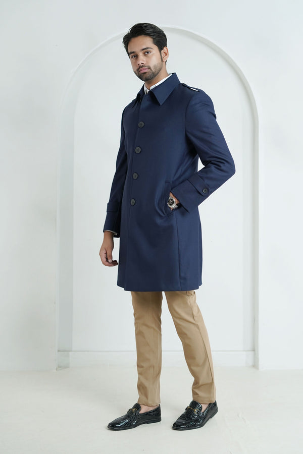 Plain Blue, Merino Wool, Superior Serge, Long Coat