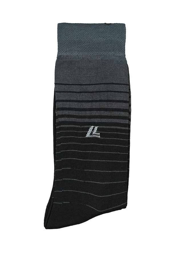 Men's Black Striped Cotton Socks - Sleek & Comfortable