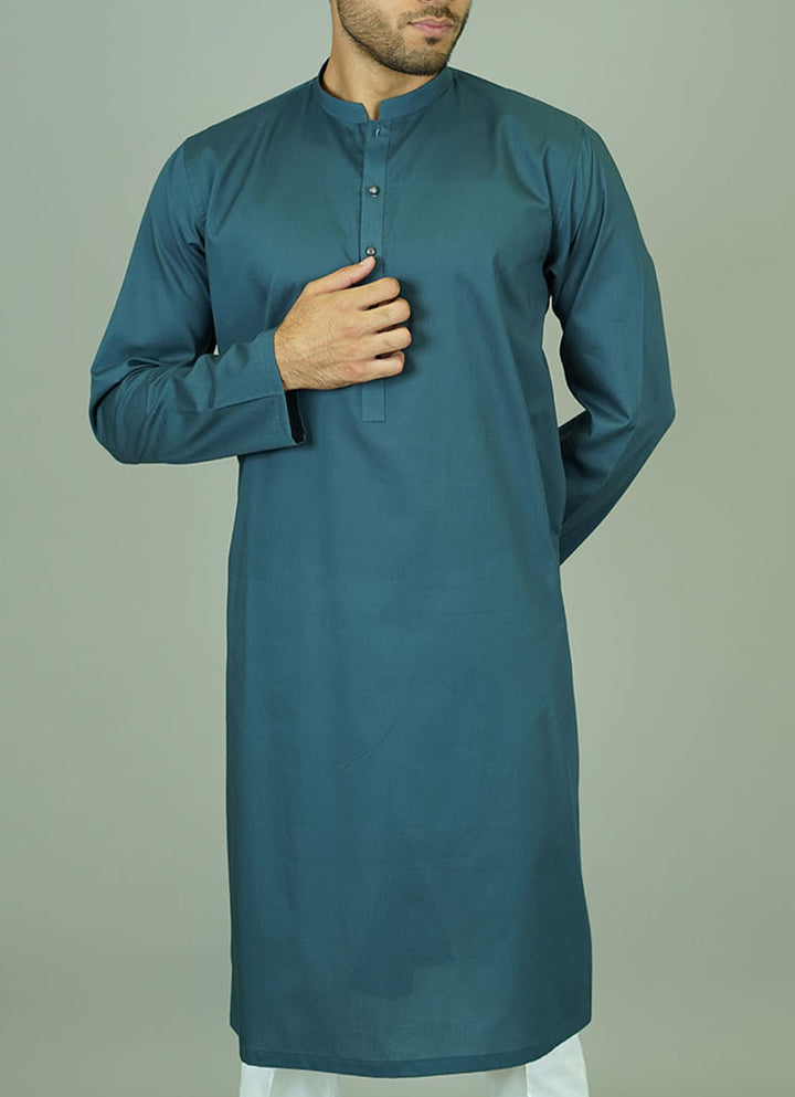 Aqua green ethnic wear - Side view of comfortable cotton kurta
