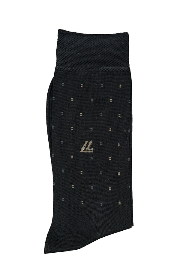 Men's Black Patterned Cotton Socks - Stylish & Soft