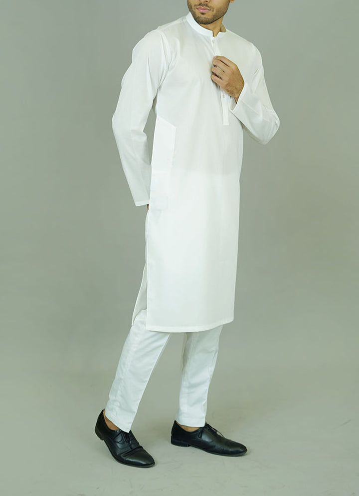Ivory men's ethnic wear - Detailed view of summer cotton kurta