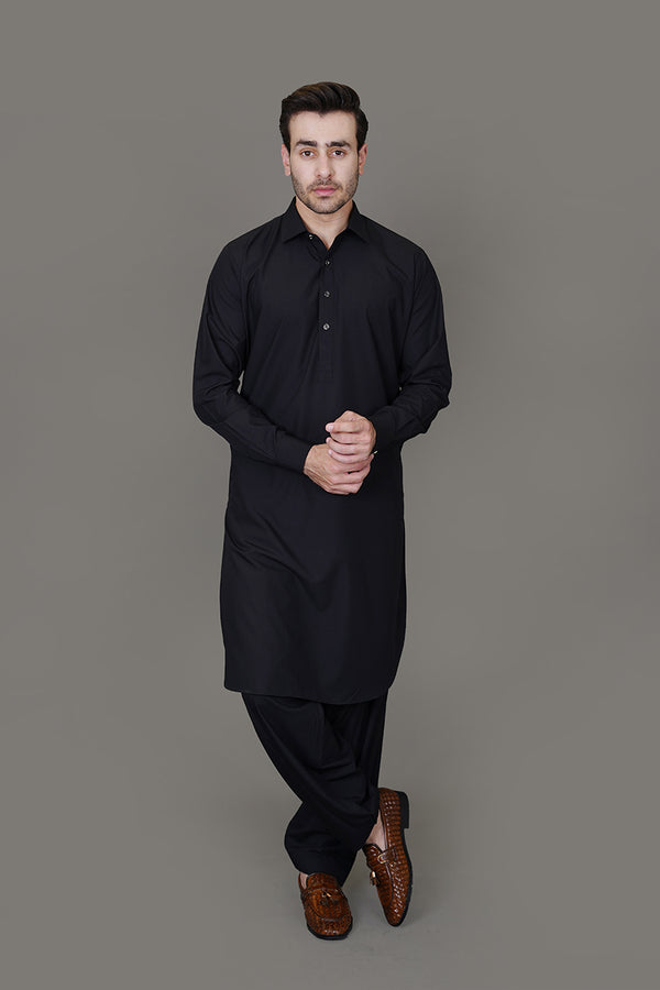 Saltoro Black Plain, Wash N Wear Shalwar Kameez