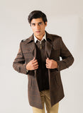 Windowpane Checks, Chocolate Brown, Wool Rich, Worsted Tweed Double Jacket