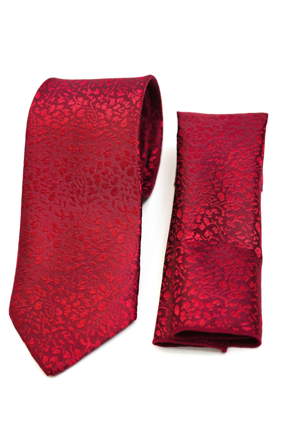 Tie & Pocket Square - Rich Silk Wine Design