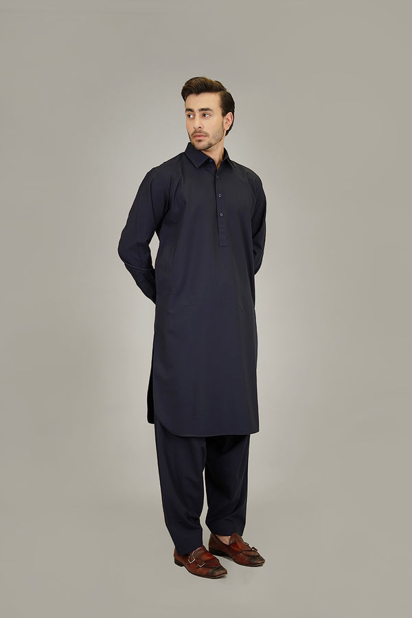 Shalwar Kameez - Sharda Dark Blue Plain