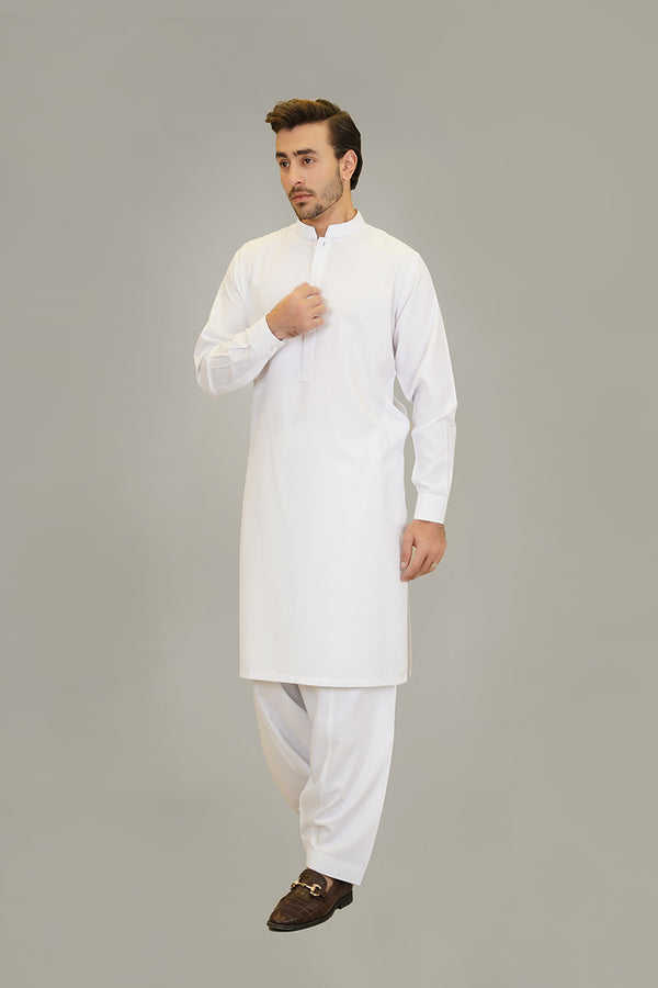 Shalwar Kameez - Sharda White Plain