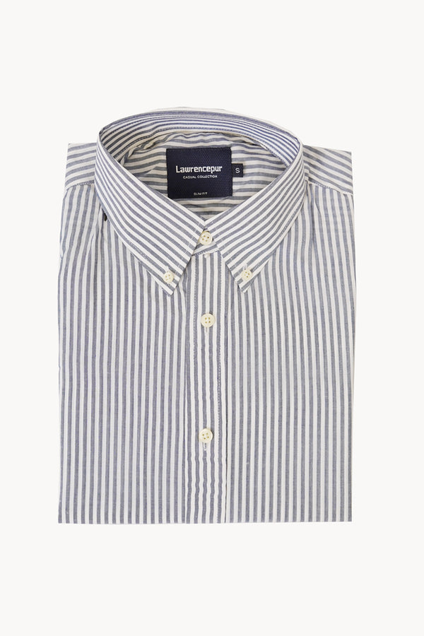 Casual Shirt - Charlie Black/Grey Stripes