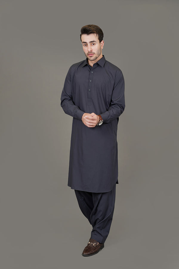 Bluish Grey Plain Delta Wash N Wear Shalwar Kameez