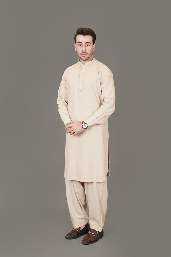 Camal Brown Plain Delta Wash N Wear Shalwar Kameez