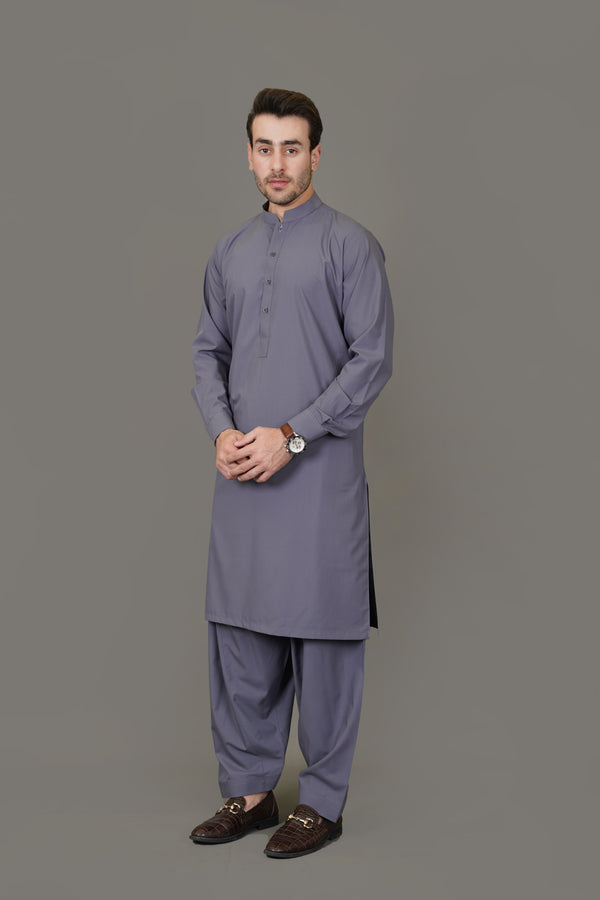 Grey Plain Delta Wash N Wear Shalwar Kameez