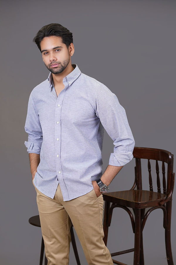 Regular Fit Casual Shirt - Oxford Dark Grey Plain